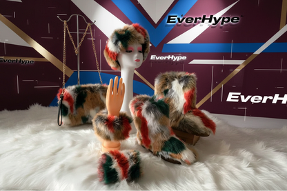 Luxury Faux Fur Winter Set - Furry Snow Boots, Purse, Cap & Headband - EverHype