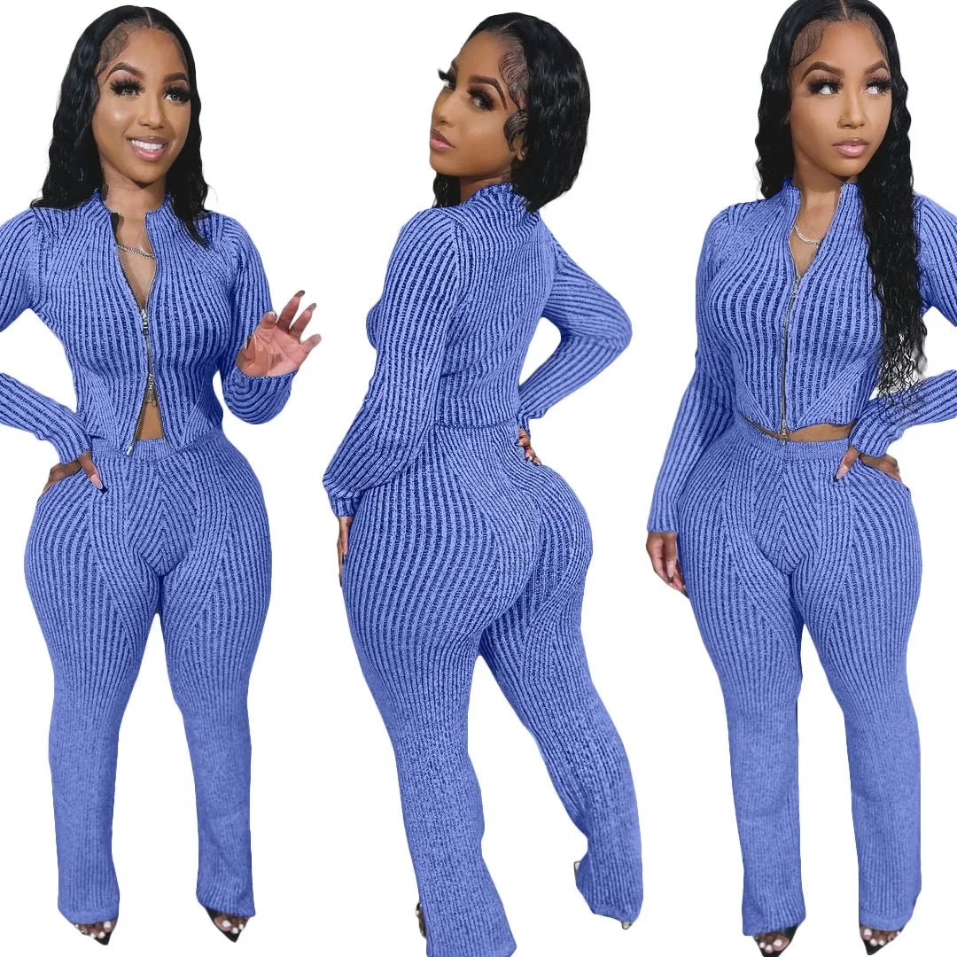 Knit Crop Top & Flare Pants Set - Casual 2 - Piece Outfit | EverHype 2026 - EverHype