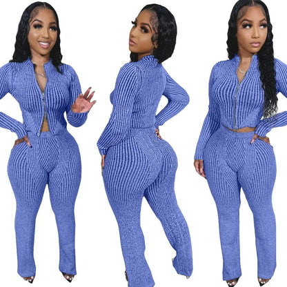Knit Crop Top & Flare Pants Set - Casual 2 - Piece Outfit | EverHype 2026 - EverHype