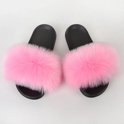 Luxury Fluffy Fur Slippers - Women's Indoor Warm Plush Slides - EverHype