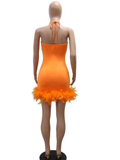 Mesh Sequin Feather Glam Dress - Sleeveless Party Dress | Birthday & Night Out - EverHype