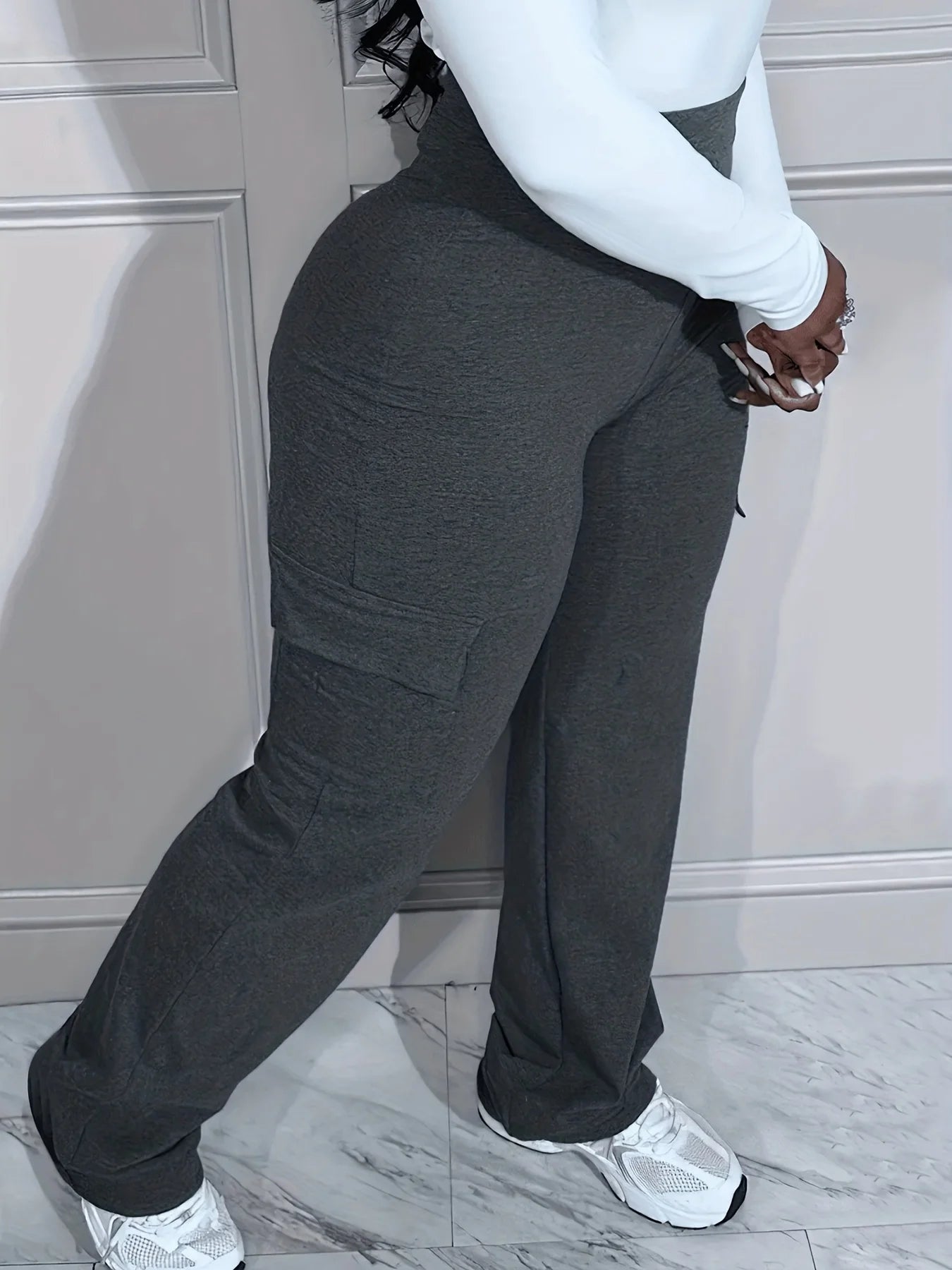 Plus Size High Waist Pocket Pants for Women - EverHype