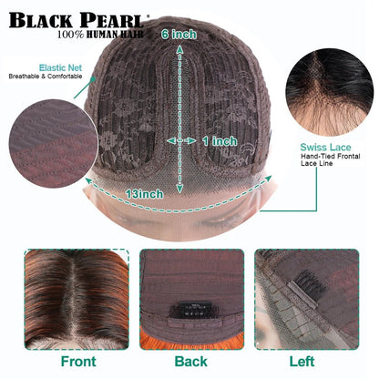 Black Pearl Ginger Lace Front 100% Human Hair Quality Wigs Glueless Wig Short Straight Bob Wig Lace Front Human Hair Wig - EverHype