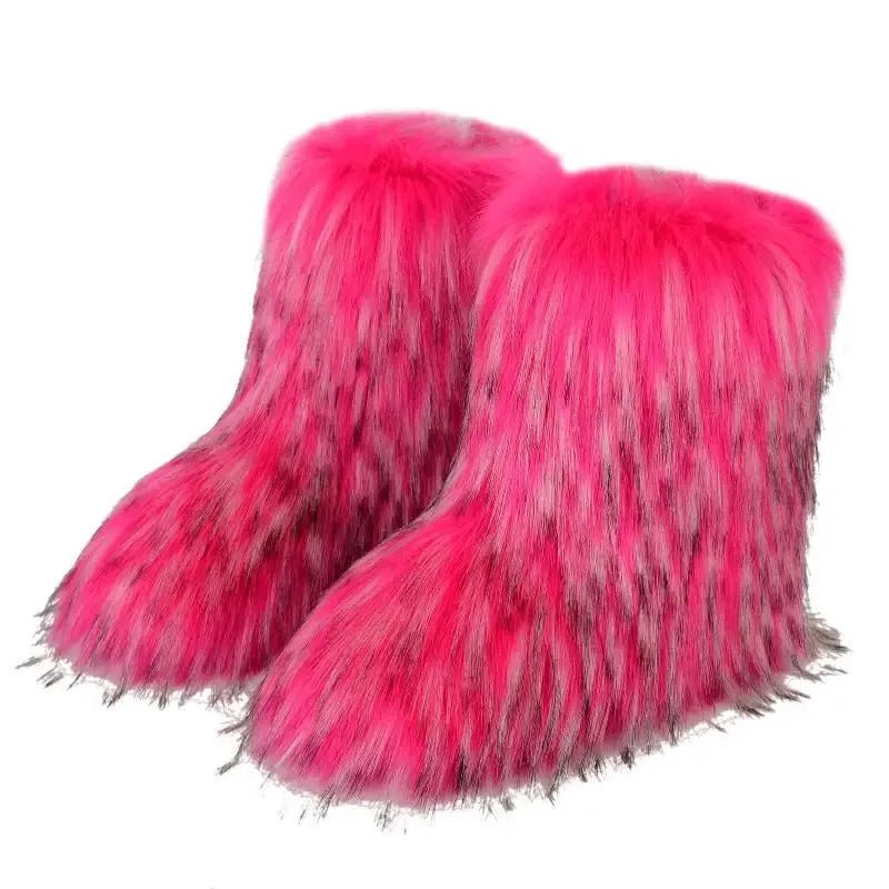 Winter Fluffy Faux Fox Fur Boots - Luxury Warm Snow Boots - EverHype
