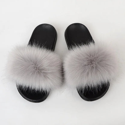 Luxury Fluffy Fur Slippers - Women's Indoor Warm Plush Slides - EverHype