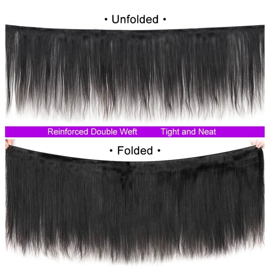 Bone Straight Human Hair Bundles With Frontal Closure 30 32 Inch Virgin Hair Weave Bundles With Closure Remy Hair Extensions - EverHype