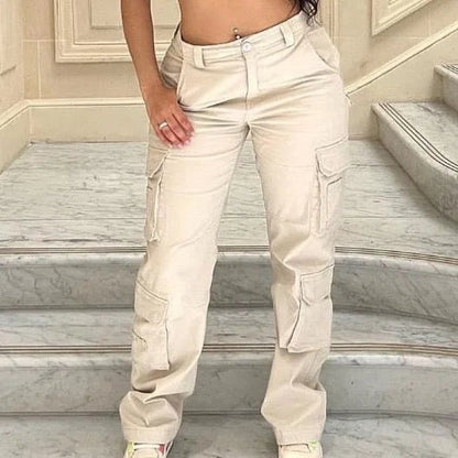 Y2K Cargo Jeans - Women's Denim Pants with Pockets | Straight Leg Streetwear - EverHype