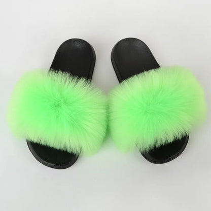 Luxury Fluffy Fur Slippers - Women's Indoor Warm Plush Slides - EverHype