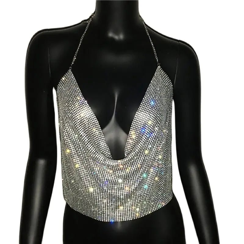 Festival Rhinestone Backless Crop Top - Glitter Party Tank | EverHype 2026 - EverHype
