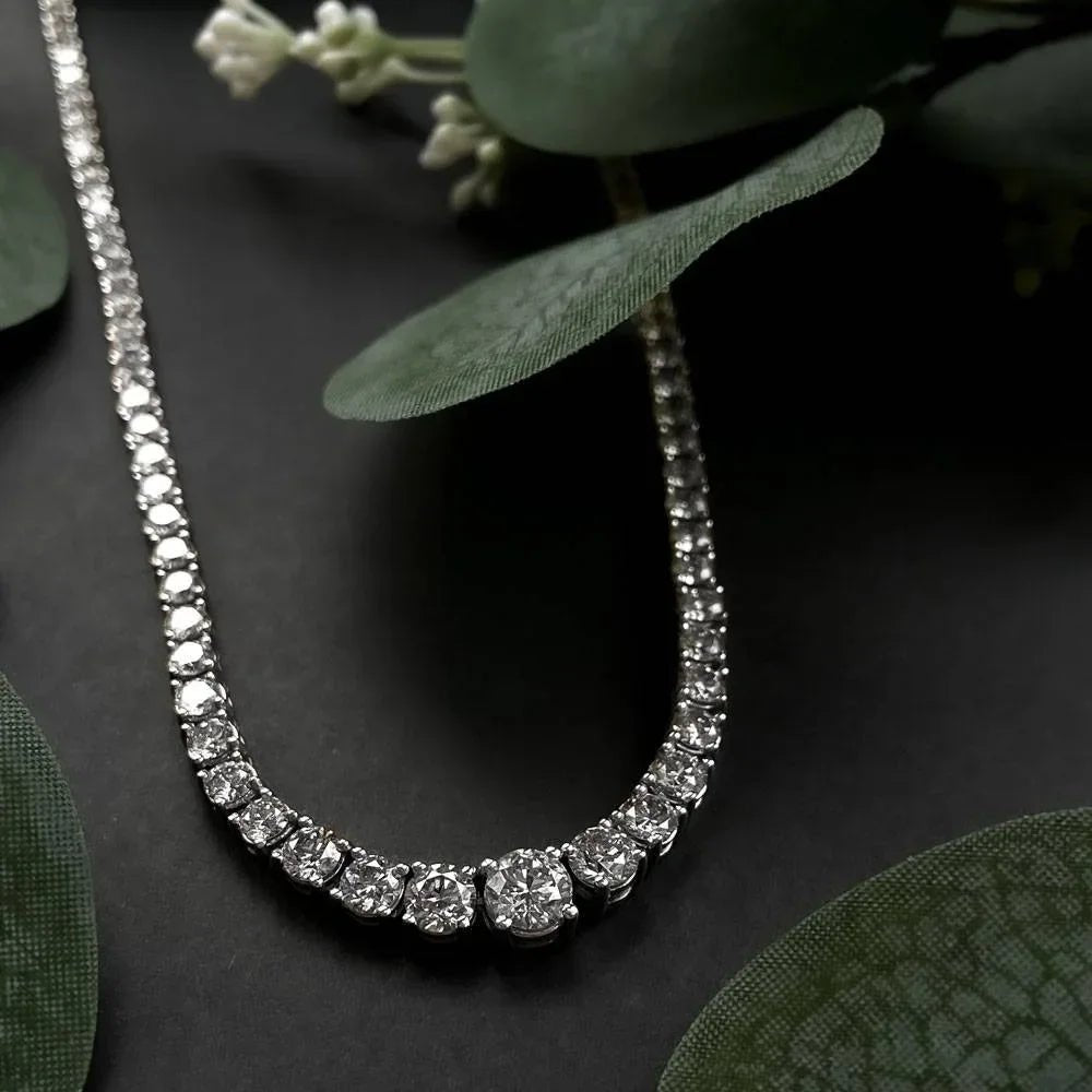 Moissanite Tennis Necklace - 925 Sterling Silver with Certificate - EverHype