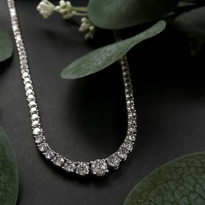 Moissanite Tennis Necklace - 925 Sterling Silver with Certificate - EverHype