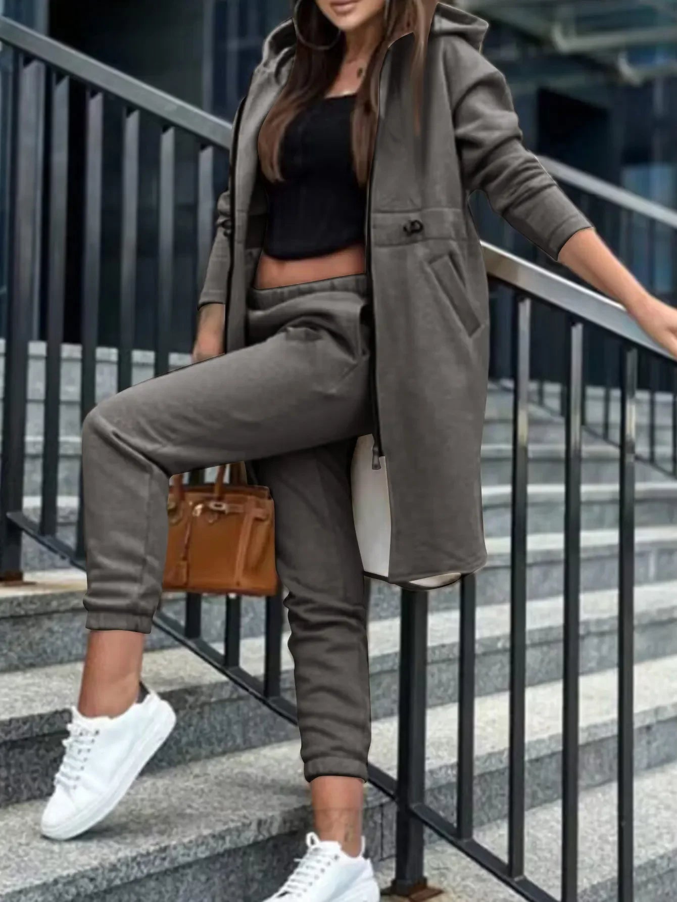 Women's Hooded Jacket & Trousers Two - Piece Set - EverHype