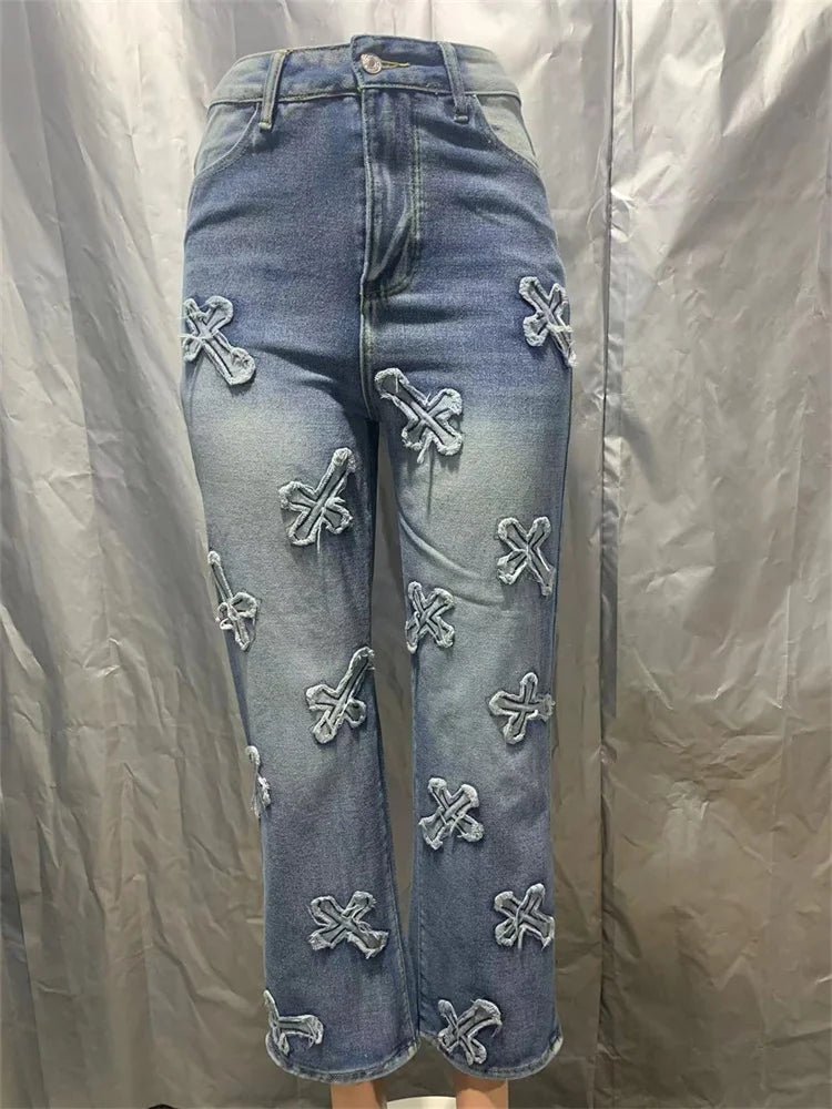 High Waist Wide Leg Jeans - Korean Streetwear Boyfriend Denim Pants for Women - EverHype