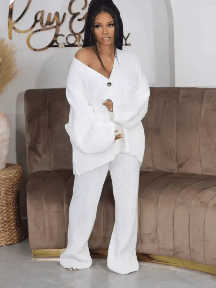 Knitted Button Sweater & Wide Leg Pants Set - 2 - Piece Fall Winter Outfit | EverHype 2026 - EverHype