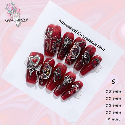 Fake Nails y2k Rainbow Discoloration Effect Handmade Tips Shine Chameleon Flakes Hologram Mirror Manicure Gothic Press on Nails - EverHype