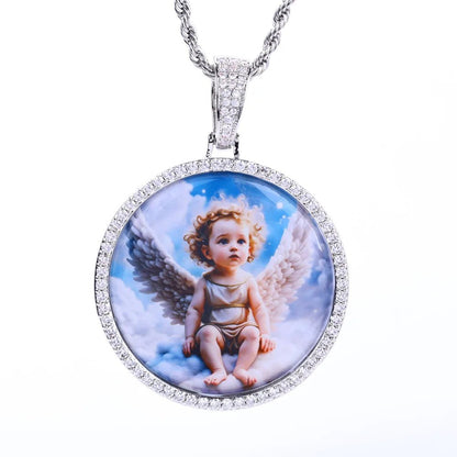Custom Photo Pendant Necklace - VVS Moissanite 925 Silver Picture Frame - EverHype