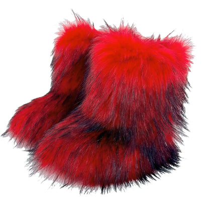 Winter Fluffy Faux Fox Fur Boots - Luxury Warm Snow Boots - EverHype