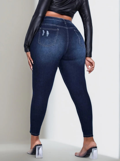 Women's plus size ripped jeans tight hip lifting - EverHype