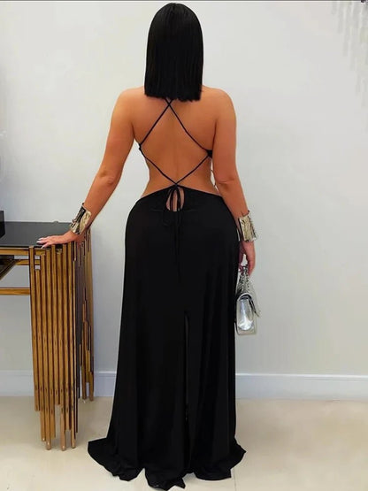 Women's O - Ring Metal Dress - Hollow Out Backless Bandage | Sexy Clubwear - EverHype