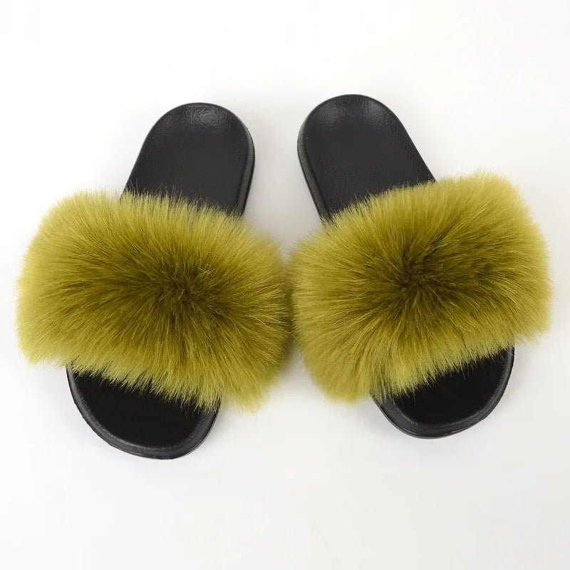 Luxury Fluffy Fur Slippers - Women's Indoor Warm Plush Slides - EverHype