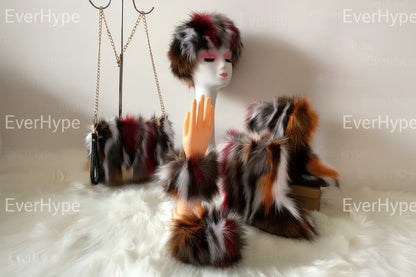 Luxury Faux Fur Winter Set - Furry Snow Boots, Purse, Cap & Headband - EverHype