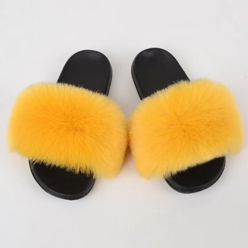 Luxury Fluffy Fur Slippers - Women's Indoor Warm Plush Slides - EverHype