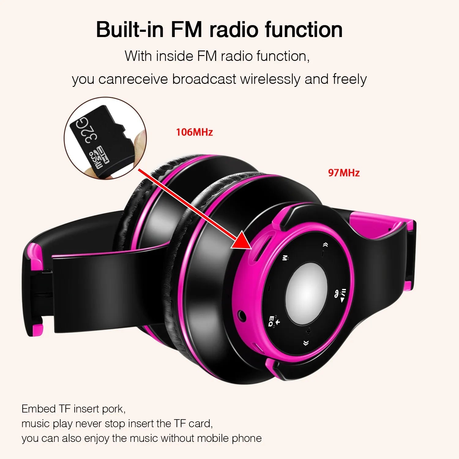 Best Colorful Earphones Wireless Bluetooth 5.3 Headsets Built - in Mp3 Player Foldable Sport Headphones Stereo Sound For Cellphone - EverHype