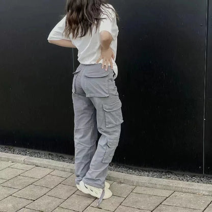 Y2K Cargo Jeans - Women's Denim Pants with Pockets | Straight Leg Streetwear - EverHype