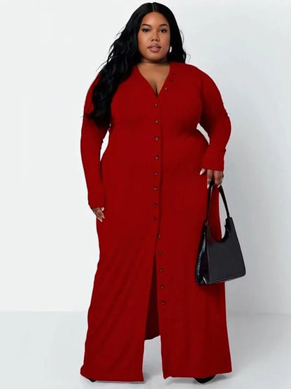 Ribbed Dress for Women Winter Warm Knitted Dress Single - buttons Elegant Cardigan Plus Size Dresses Wholesale Bulk Dropshipping - EverHype