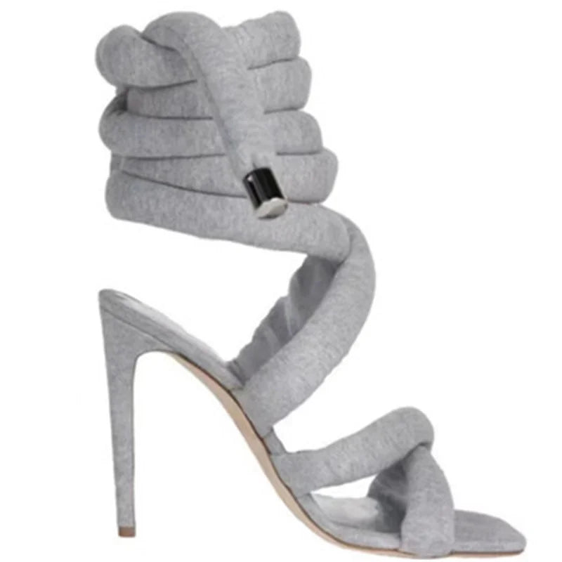 Runway Snake Strap Long Shoes Women's Sandals Summer 2025 Sexy Stiletto Heel Stripper Shoes Star Style Slingback Heeled Sandals - EverHype