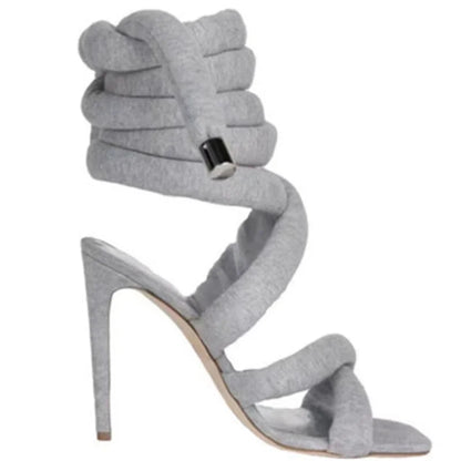 Runway Snake Strap Long Shoes Women's Sandals Summer 2025 Sexy Stiletto Heel Stripper Shoes Star Style Slingback Heeled Sandals - EverHype