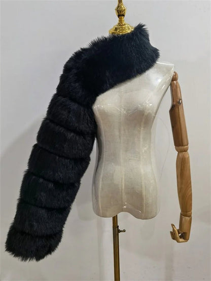 Faux Fur Jacket - Cropped Long Sleeve Coat for Women | Winter Warm Clothes - EverHype
