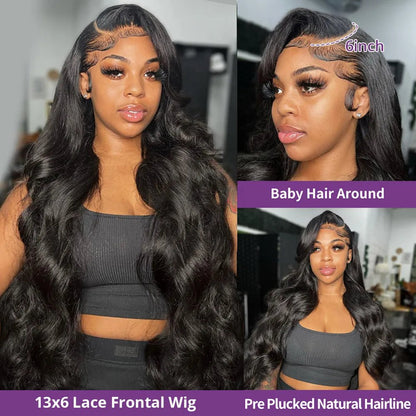 30 - 40 Inch HD Lace Frontal Wig - Body Wave Human Hair Pre - Plucked 13x6 - EverHype
