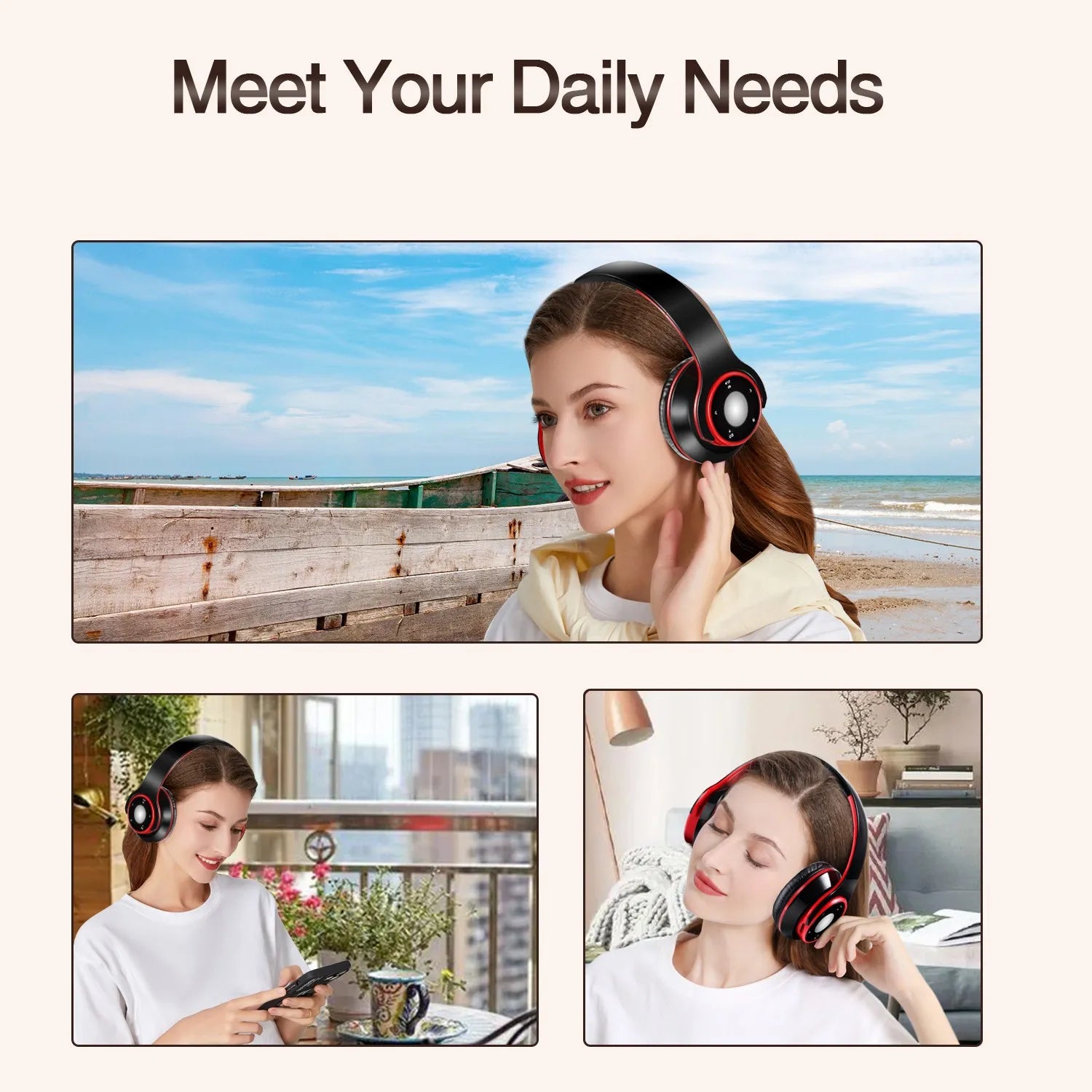 Best Colorful Earphones Wireless Bluetooth 5.3 Headsets Built - in Mp3 Player Foldable Sport Headphones Stereo Sound For Cellphone - EverHype