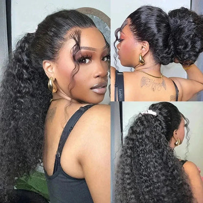 Invisible Strap HD 360 Lace Front Wig Human Hair Deep Curly Precut 360 Full Lace Wig Drawstring Snug Fit Glueless Wig Human Hair - EverHype