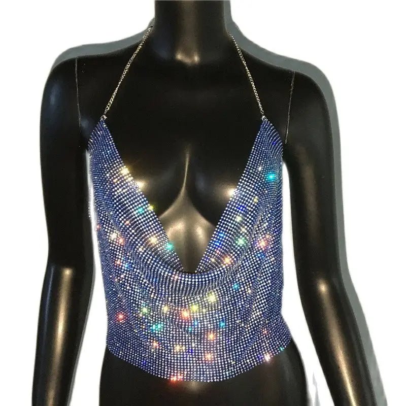 Festival Rhinestone Backless Crop Top - Glitter Party Tank | EverHype 2026 - EverHype