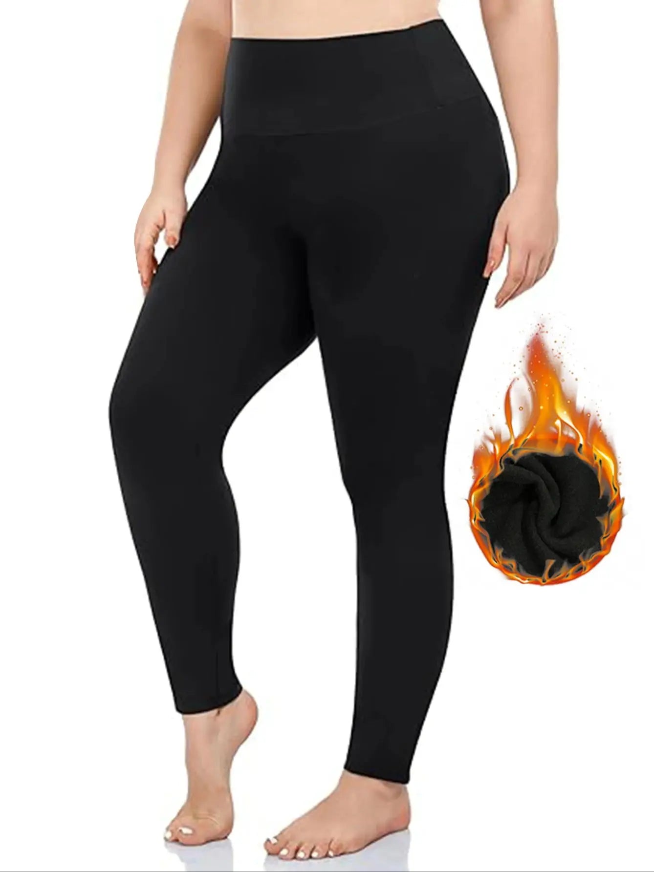 Plus Size Fleece Leggings - High - Waist Thermal Pants for Autumn & Winter - EverHype