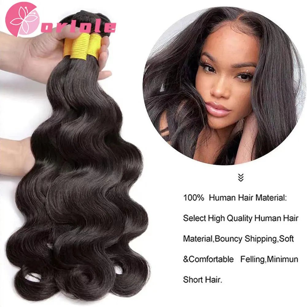 Brazilian Body Wave Human Hair Bundles Natural Hair Weave 1/3/4 Bundles Deal 8 - 32Inch 100% Human Hair Wigs Remy Hair Extensions - EverHype