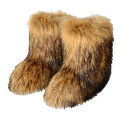 Winter Fluffy Faux Fox Fur Boots - Luxury Warm Snow Boots - EverHype