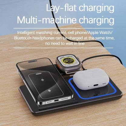 30W 3 in 1 Magnetic Fast Wireless Charger Stand Foldable Charging Station For iPhone 15 14 13 Apple Watch 9 8 7 6 5 Airpods Pro - EverHype