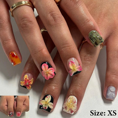 Summer Nails Shell 3D Jelly Spring Flowers Gel Nail Art Vacation Holiday Trendy Flower Almond French Tip Handmade Press on Nails - EverHype