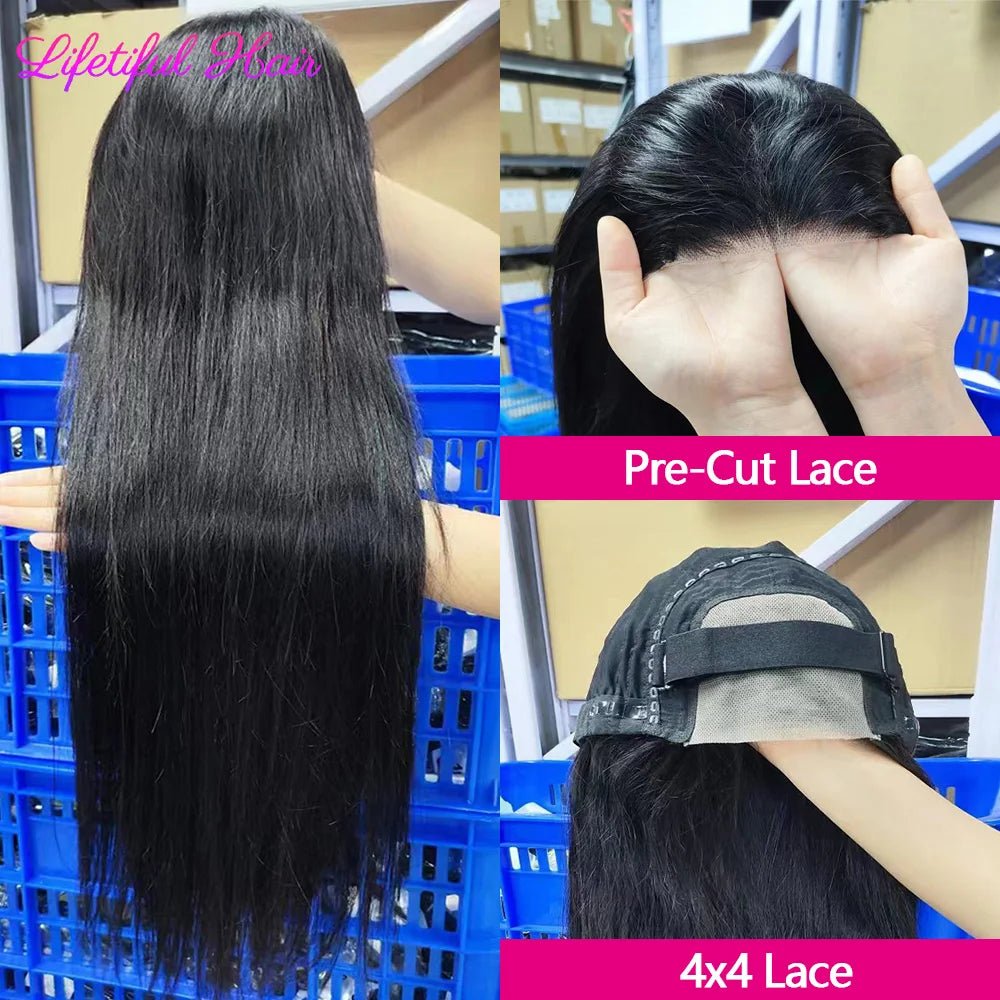 Lifetiful Glueless Human Hair Wig Ready To Wear Straight Transprent 4x4 Lace Closure Wigs For Women Glueless Wigs Human Hair - EverHype