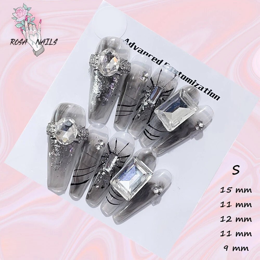 Fake Nails y2k Rainbow Discoloration Effect Handmade Tips Shine Chameleon Flakes Hologram Mirror Manicure Gothic Press on Nails - EverHype