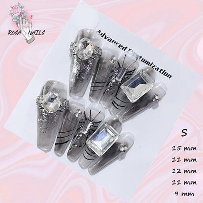 Fake Nails y2k Rainbow Discoloration Effect Handmade Tips Shine Chameleon Flakes Hologram Mirror Manicure Gothic Press on Nails - EverHype