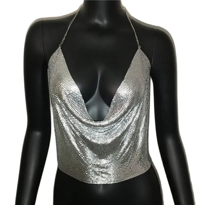 Festival Rhinestone Backless Crop Top - Glitter Party Tank | EverHype 2026 - EverHype
