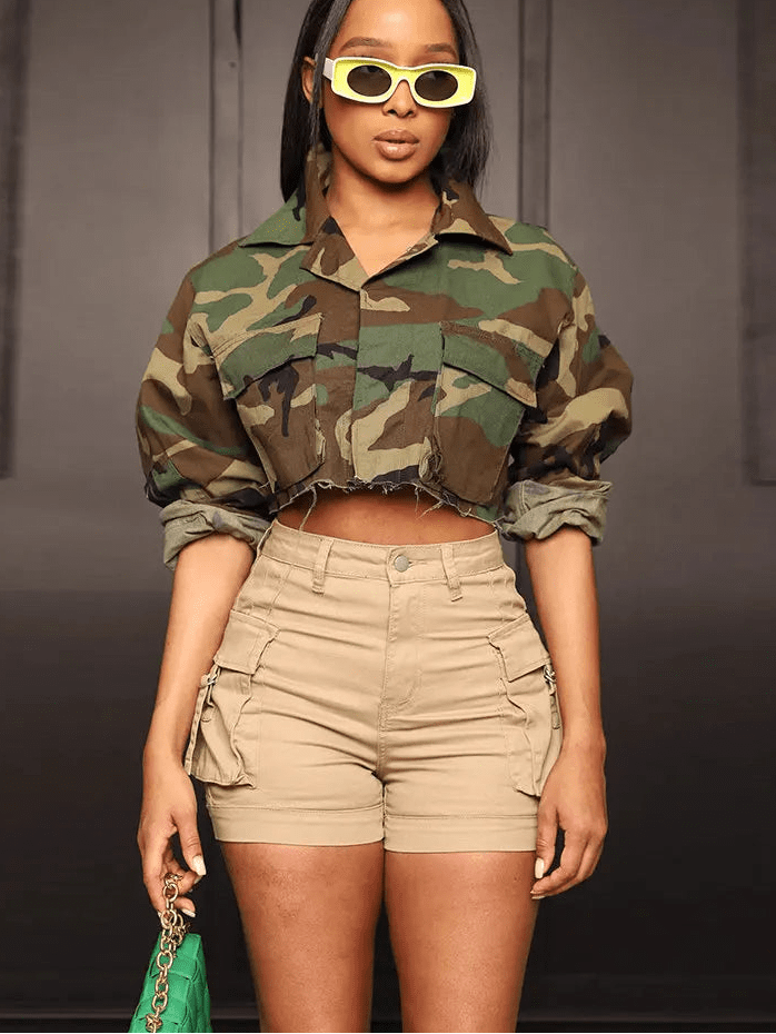 Camouflage Mini Trench Jacket - Streetwear Long Sleeve Coat | EverHype 2026 - EverHype