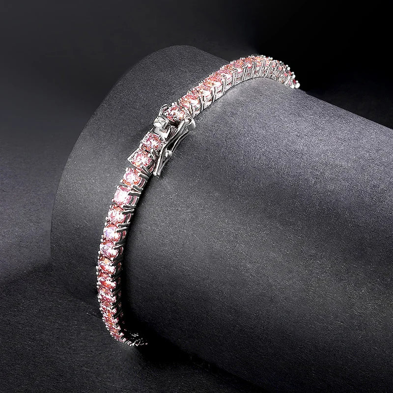 Pink Moissanite Bracelet - 925 Sterling Silver with GRA Certificate - EverHype