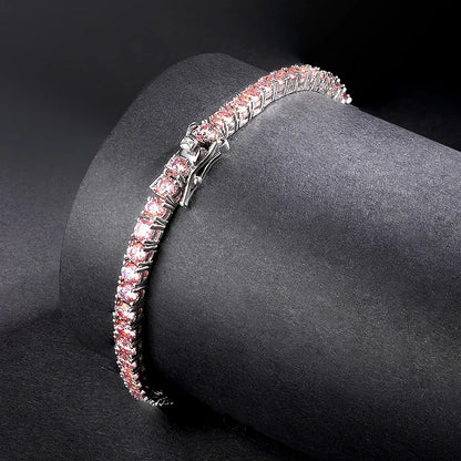 Pink Moissanite Bracelet - 925 Sterling Silver with GRA Certificate - EverHype