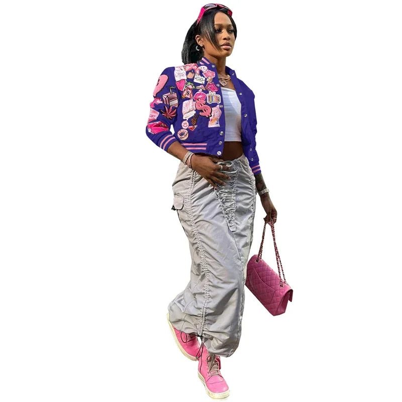 3D Letter Print Woolen Baseball Jackets Women Single Breasted Long Sleeve Fashion Casual Varsity Coats Female Streetwear Tops - EverHype