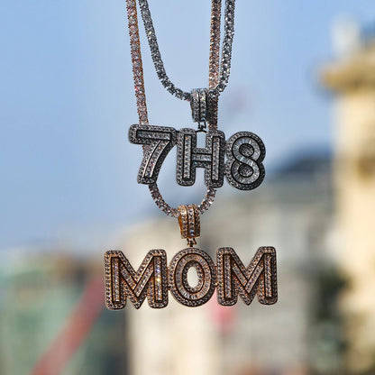 Custom Name Necklace - Personalized Baguette Pendant Gold Plated for Men - EverHype